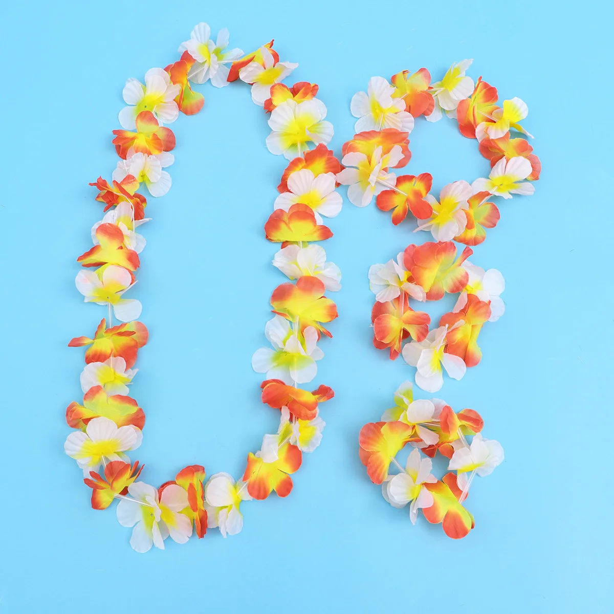 

Dual-Color Flower Wreath Set Red White Artificial Hawaii Leis Garland For Party Decor Neck Head Wrist Tropical Theme