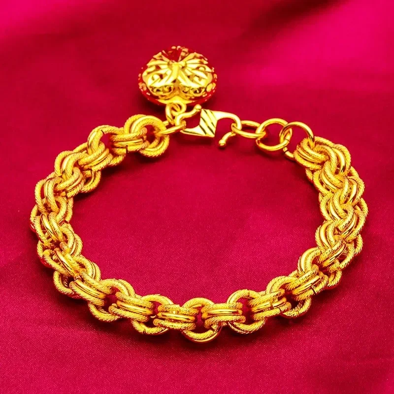 Love Bead Bracelet For Women, 24K Gold, AU999 | Antique Victorian Heart Carvings, Vintage Glamour For Formal Occ