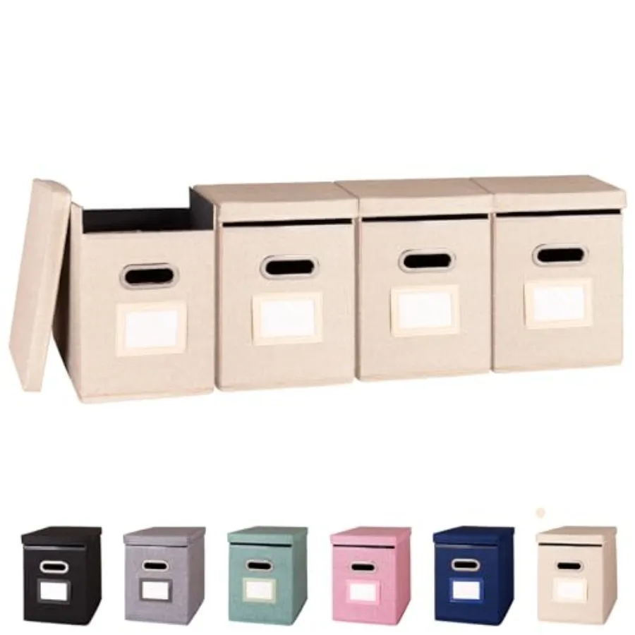 

Hanging File Folders Organizer with Lid Letter Size Fabric File Storage Box Collapsible Portable Office Document Holder with Me