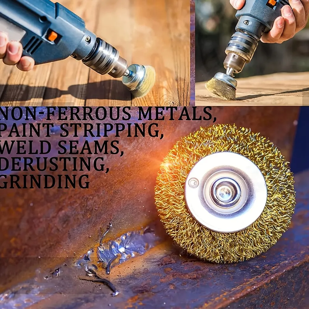 Wire Brush Wheel Cup Brush Set Coarse Crimped Shank Wire Wheel for Drill Attachment Electric Drill Wire Brush 9pcs