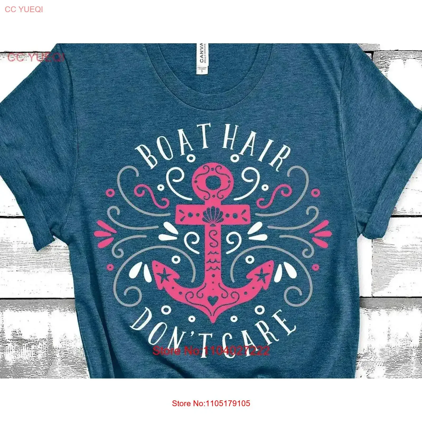

Nautical Boating T Shirt Boat Hair Don't Care Anchor Cruise Ship Womens Trendy At The Lake Summer Trip vintage Washed