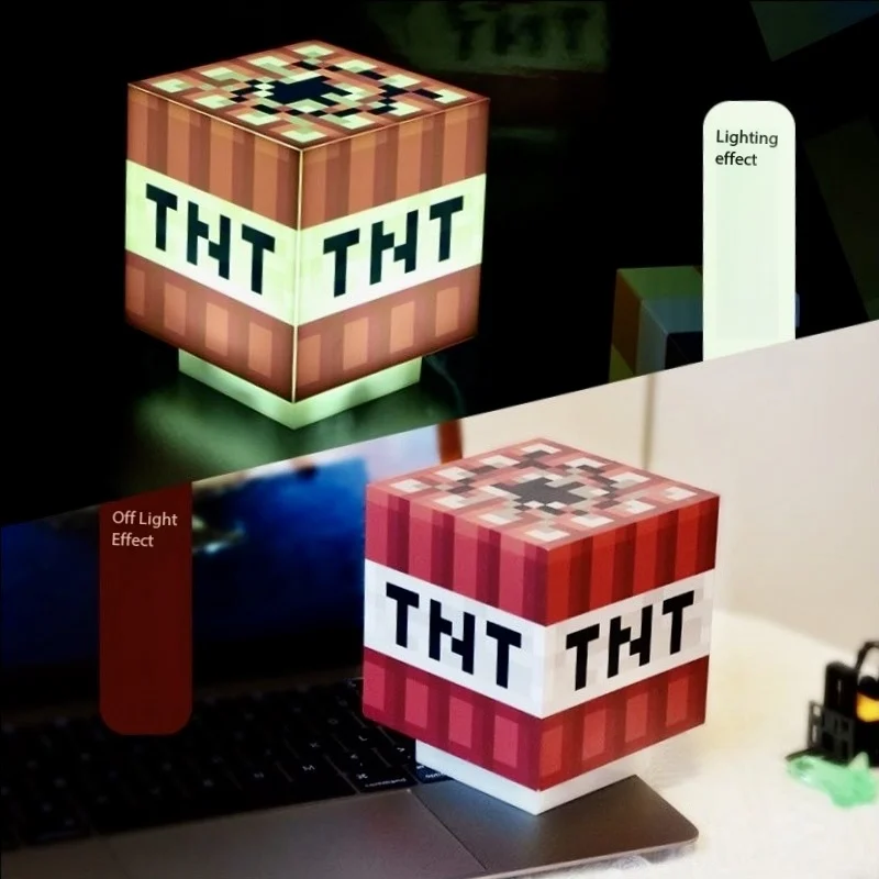 My world TNT Night Light Pixel Style Table Lamp Rechargable Game Surrounding Torch Toy Model Atmosphere Light Birthday Gift