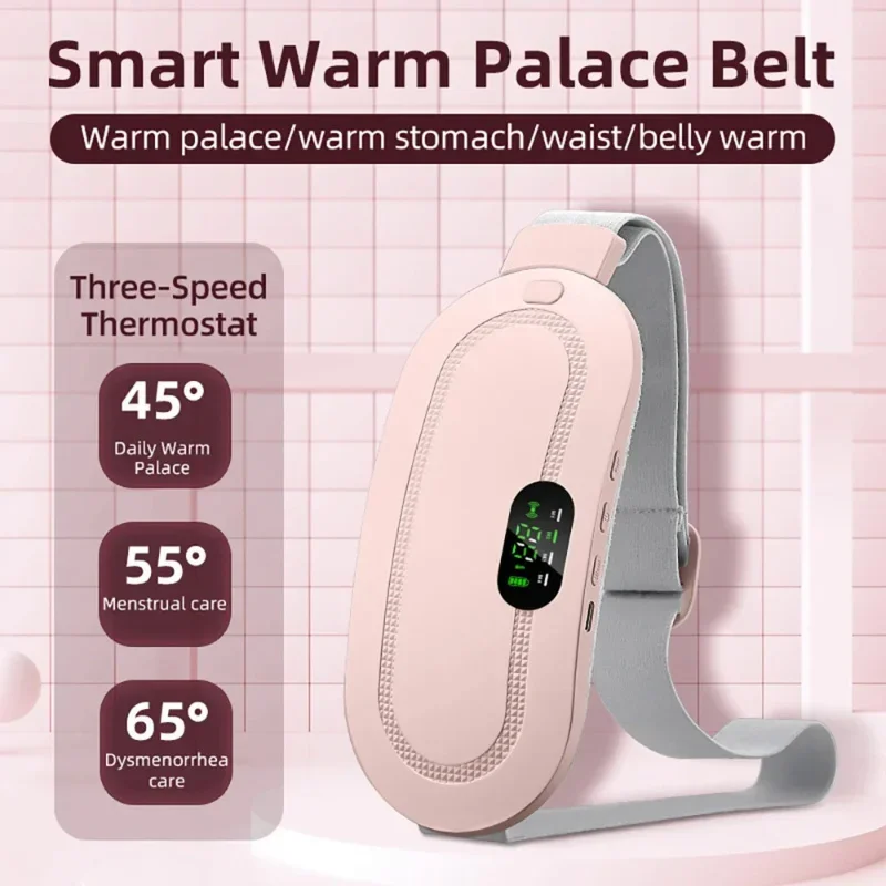 Menstrual heating pad abdominal massager smart warm Palace belt waist vibration massage device for cramps period pain relief