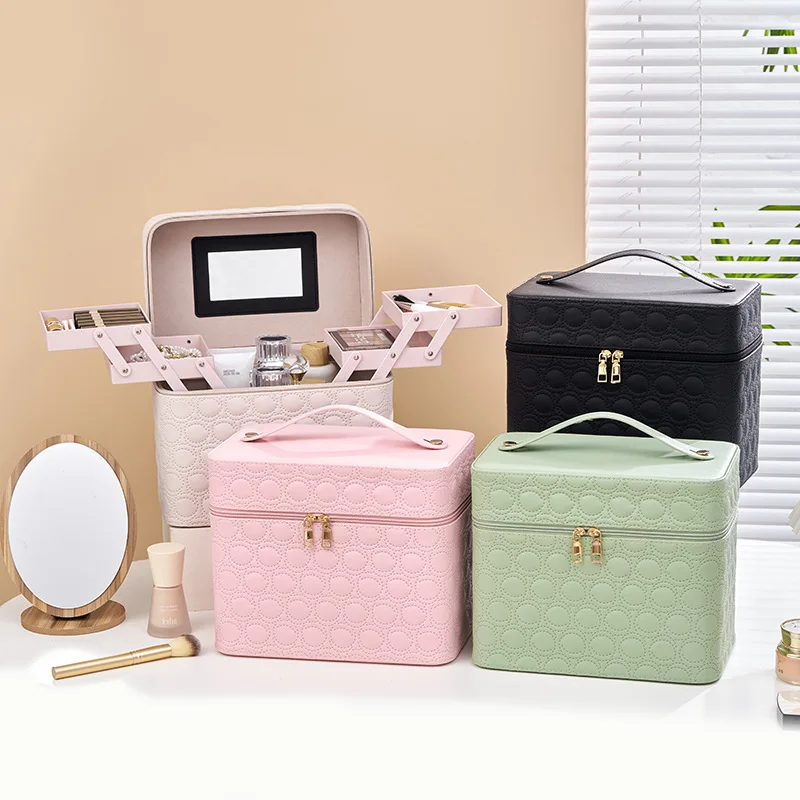 Luxury Travel Makeup Storage Box 4 Layers Portable