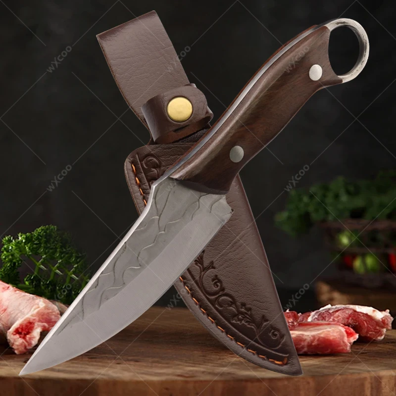 

Srainless Steel Kitchen Knife Boning Knife Meat Cleaver Chef Knife Handmade Forged Knives for Cooking BBQ with Cover