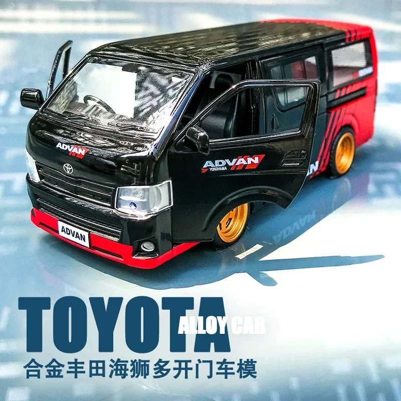 1:32 Toyota HIACE Van coche de pasajeros simulación Diecast Metal aleación modelo coche sonido luz tirar hacia atrás colección niños juguetes regalosFash