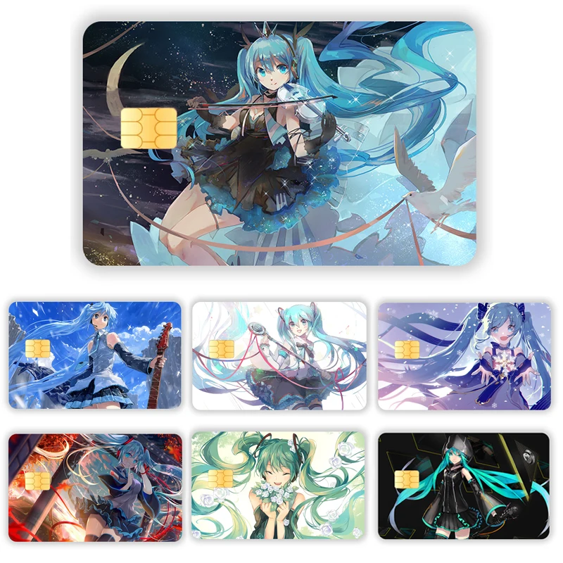 Kawaii Hatsune Miku Pvc Sticker Miku Waterproof Anime Film Tape Skin for Credit Card Debit Card Sticker Decal Gifts