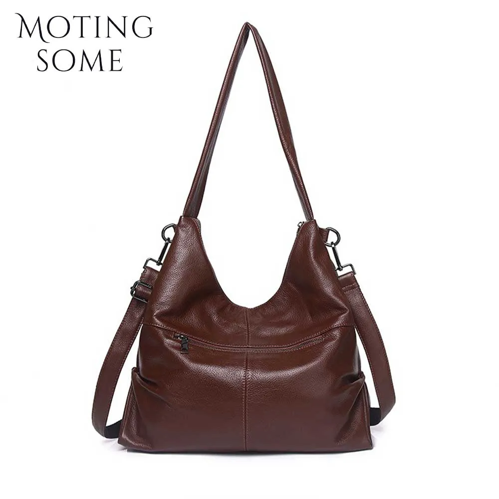 Motingsome Retro kobieta prawdziwa skórzana torebka Oversized Casual Tote luksusowa ze skóry bydlęcej torby na ramię romska damska torebka 2024