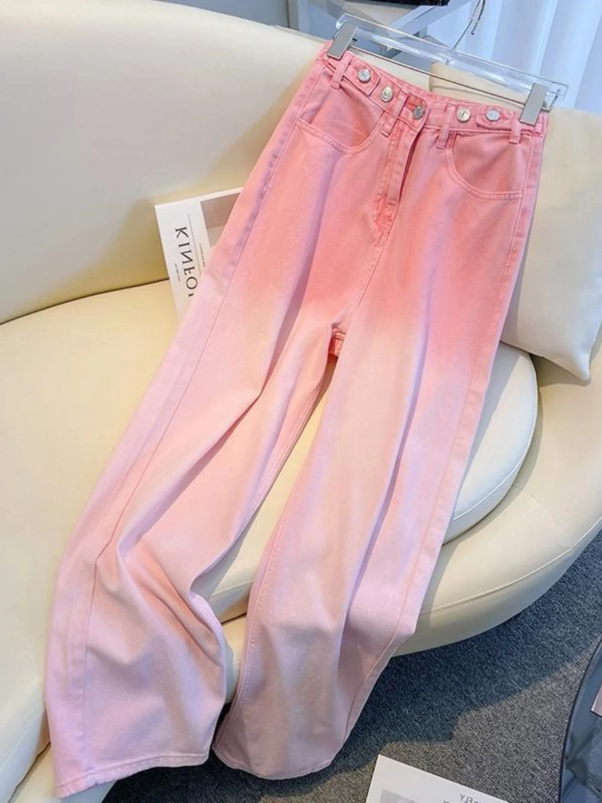 

Большие размеры с высокой талией, утягивающие милые летние женские джинсы, повседневные брюки, модные американские модные брюки для девочек больших размеров