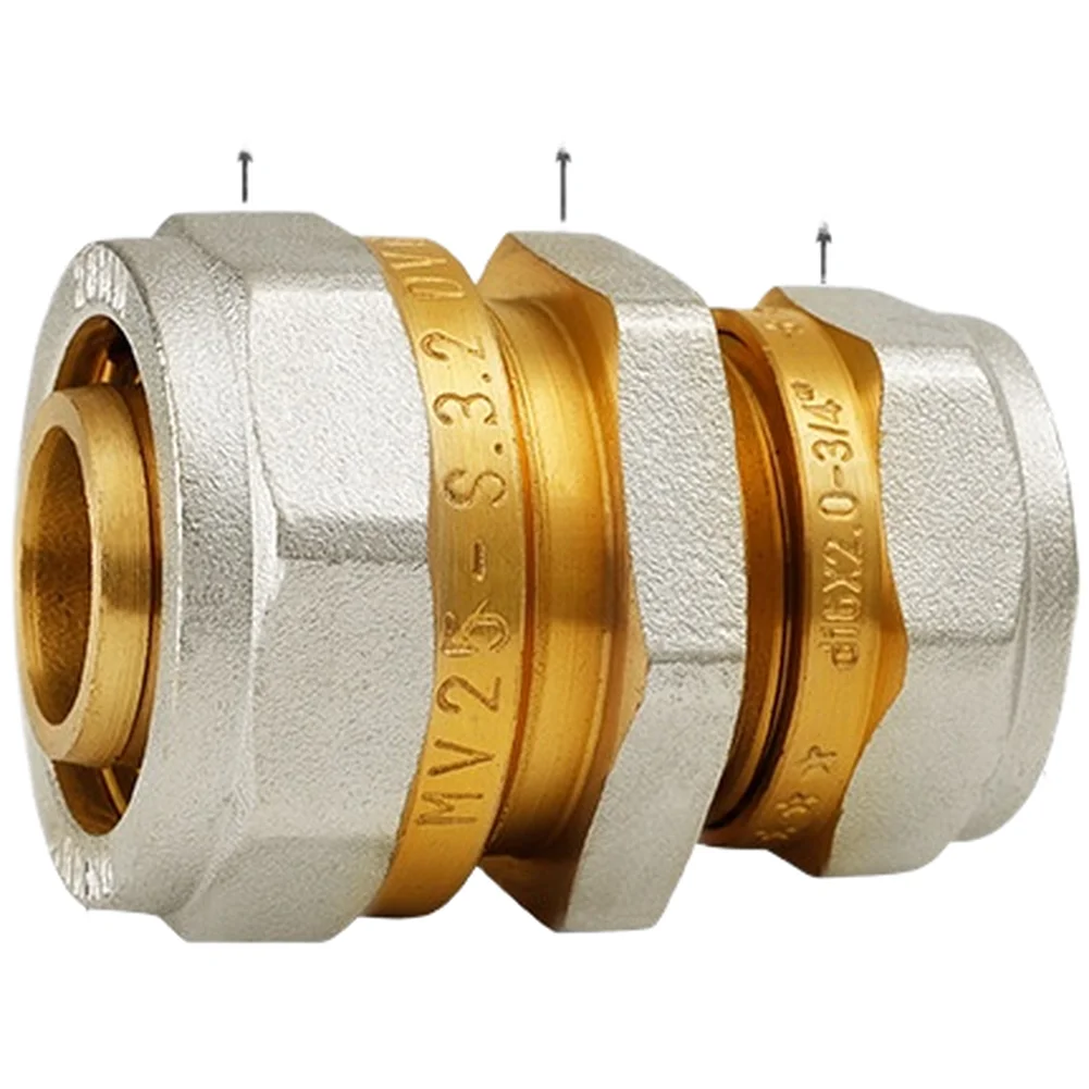 Brass Reducing Compression Fitting 1216 To 1620 For PEX Aluminum Pipe Double O-Ring, Underfloor Heating System Parts