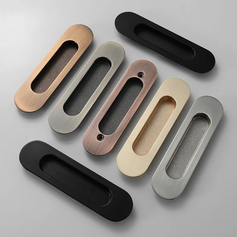 Zinc Alloy Embedded Built-in Pair Of Handles Concealed Door Sliding Wooden Furniture Cabinet Gold Handle Invisible Door Handle