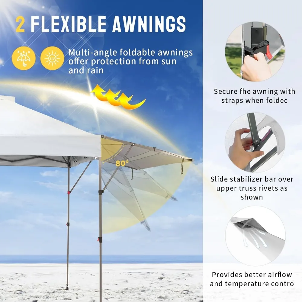 خيمة مظلة منبثقة مقاس 10 × 10، مظلة تجارية فورية مع قماش مطلي بالفضة 150D بما في ذلك مظلة ممتدة #3