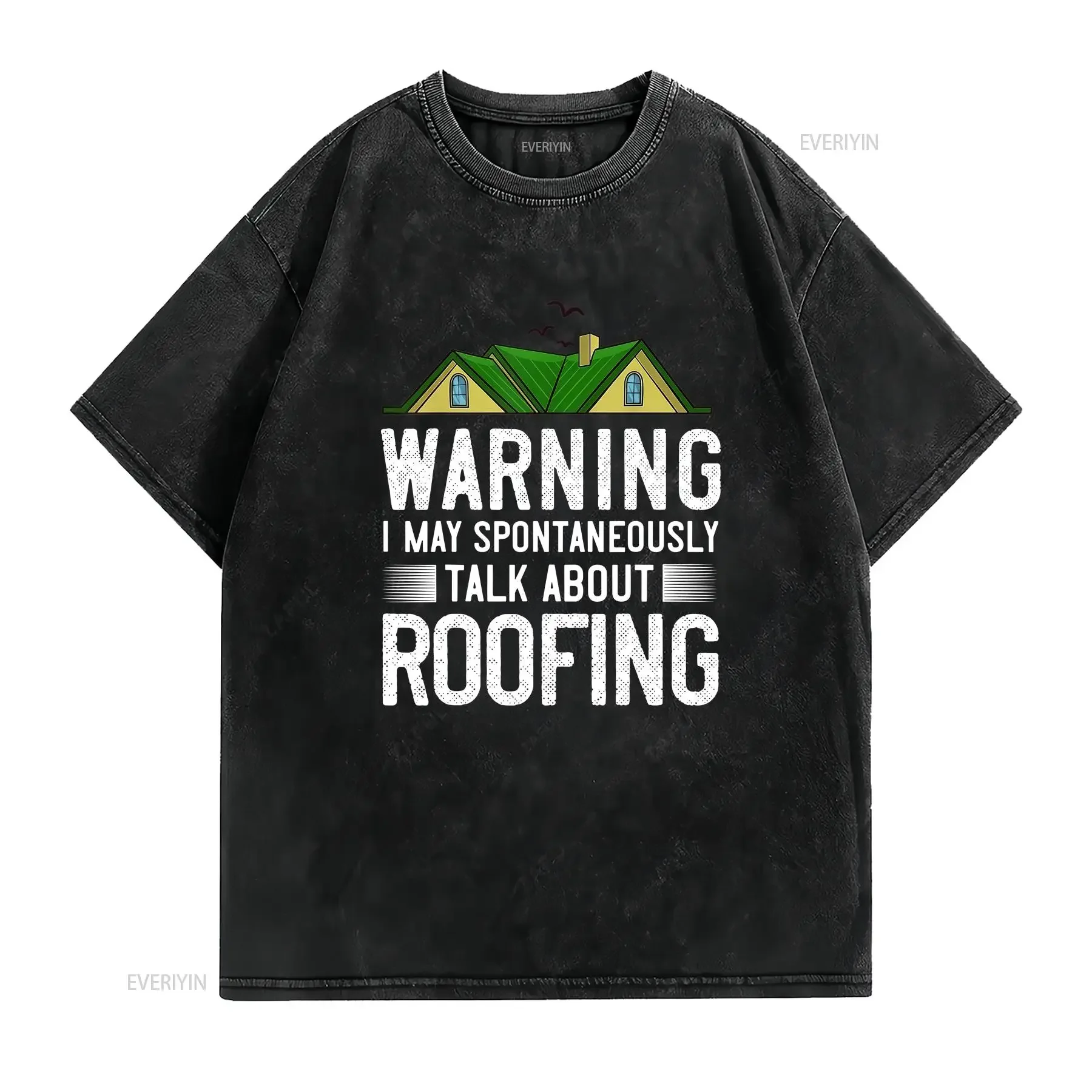 Roofing Roof Worker Contractor Roofer Repair Black Cotton T Shirt S 5XL vintage Washed graphic Top For Everyday Wear