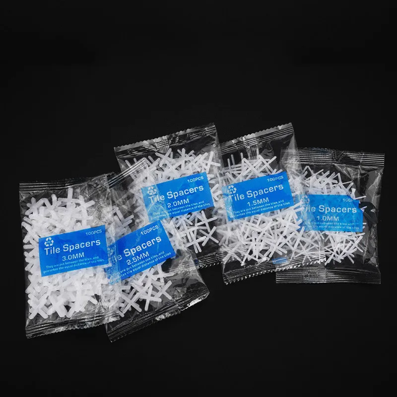 100pcs 1mm 1.5mm 2mm 2.5mm 3mm 4mm 5mm 8mm 10mm Plastic Cross Ceramic Tile Spacer, Plastic White Tiling Ceramic Tilers