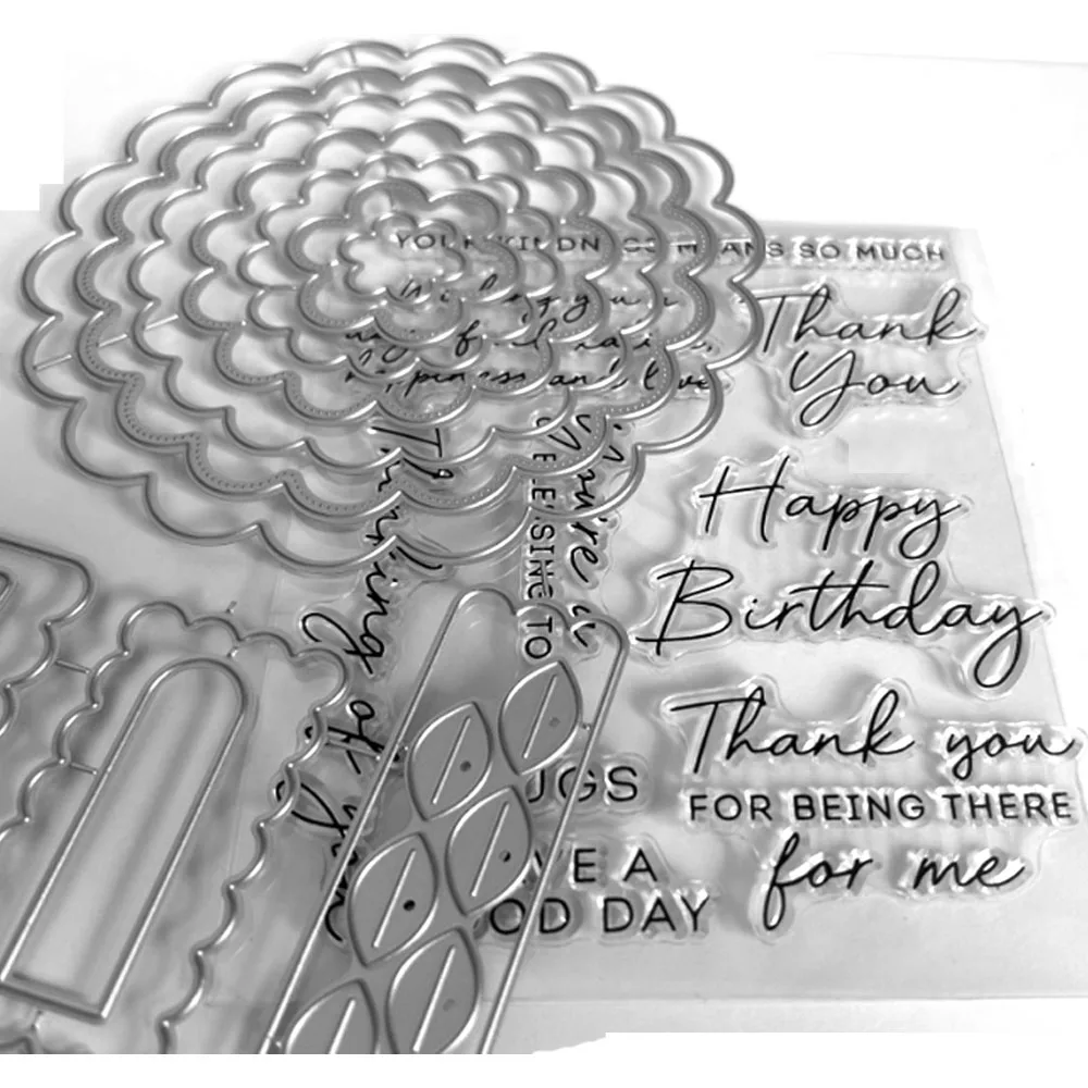 Thanks Flowers Stamps And Dies 2026 New Arrivals For Scrapbook And Stamping Albums Card Stencils Wish French Kids Craft - view 4