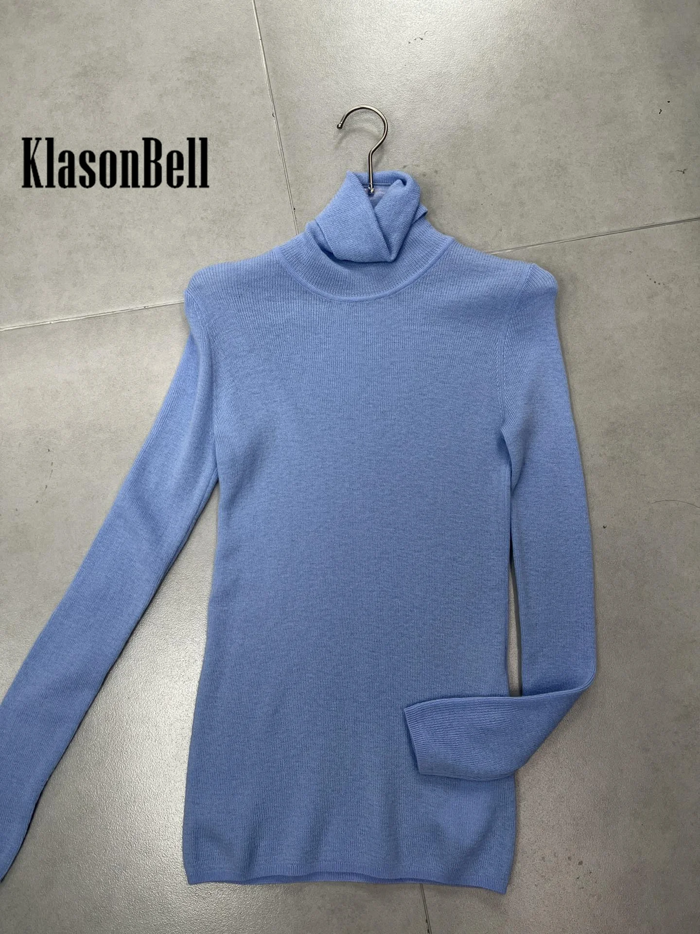 10.17 KlasonBell 100% Cashmere Knit Soft Fine Yarn Turtleneck Pullover Sweater Fashion Comfortable Subcoating Knitwear Women