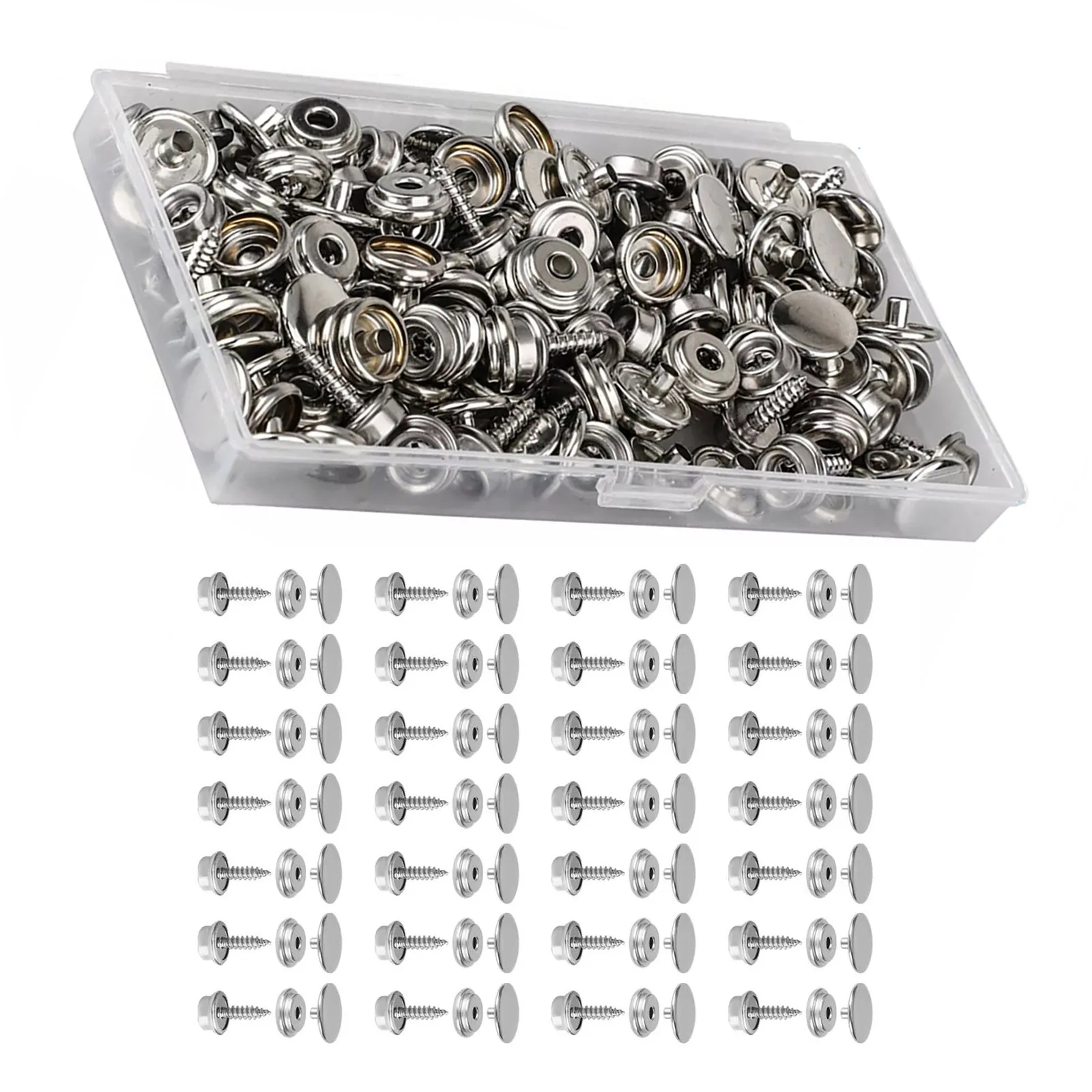 50 Set Snap Fastener Button Kit For Boat Cover Tent Marine Canvas Snap Fastener Stainless Steel Screw Snap Buttons Kit