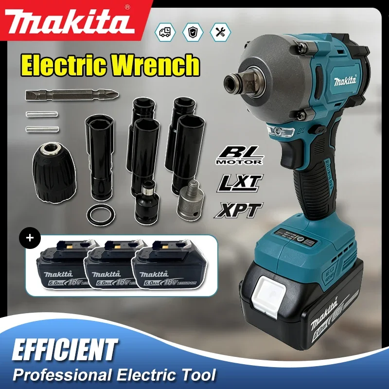 

Makita Brushless Cordless Impact Wrench 350Nm High Torque Drive Reversible Electric Impact Gun Auto Tire Repair Power Tool