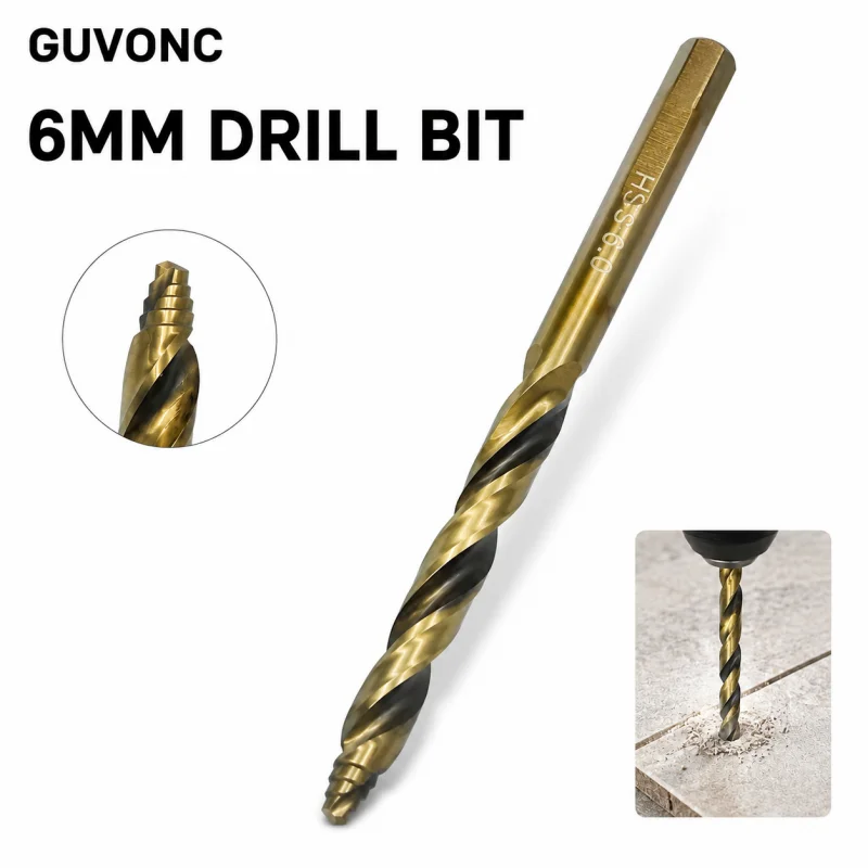 6mm Twist Drill Bit HSS‑Co Alloy Straight Shank Precise Cutting Bit for Wood, Metal & Plastic Materials