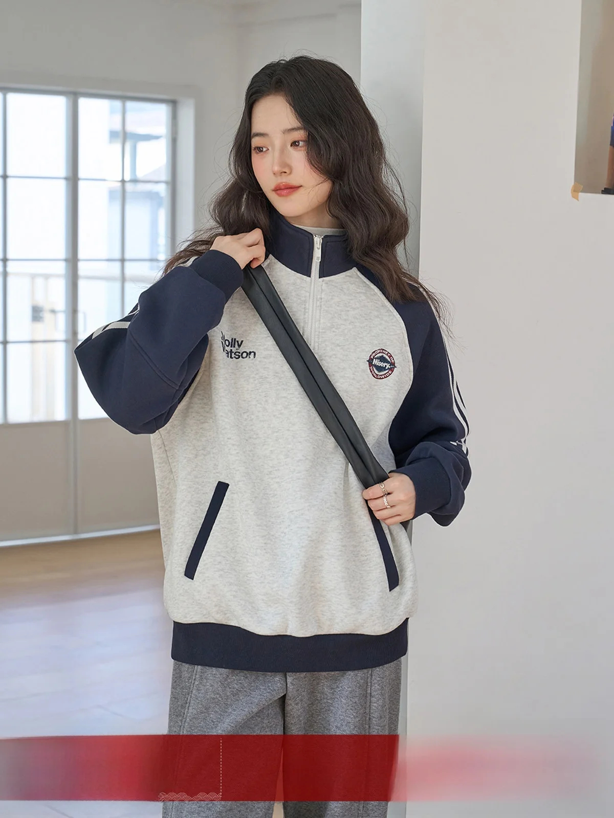 

Женская толстовка MoZao Light с капюшоном на молнии, свободного кроя, в стиле колор-блок, для зимы, новинка