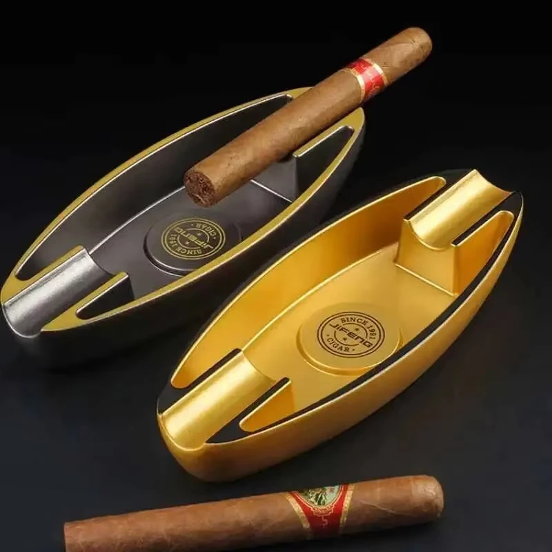 

Cigar Ashtray Portable Lightweight Ash Tray with 2 Slots for Cigar Smoking Accessories Table Decoration Men's Gift