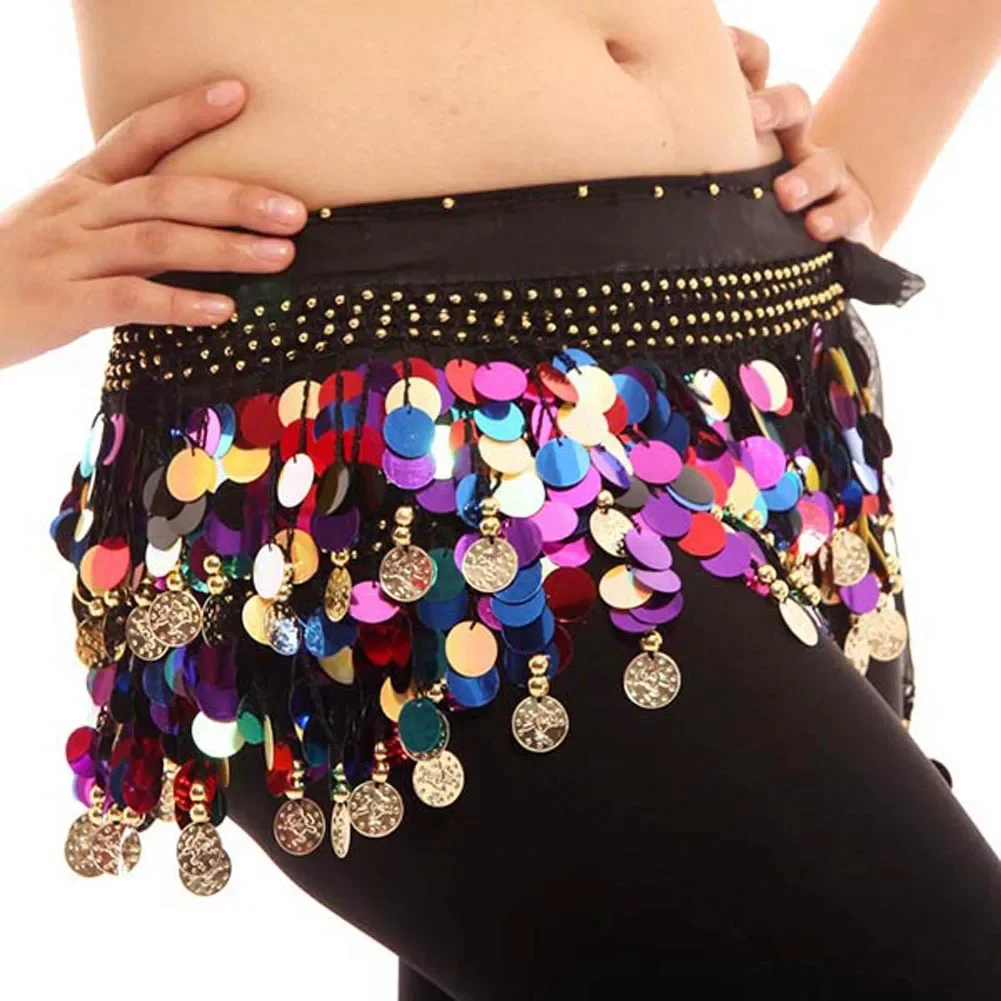 Women Belly Dance Hip Scarf Wrap Belt Dancer Skirt Female Show Costume Accessories for Thailand/India/Arab Dancer Performance