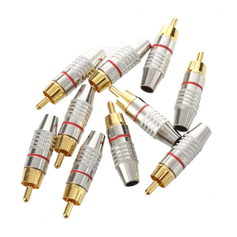 A52T Adapter Audio Coaxial Cable Connector RCA Plug Seamless 100 Pcs