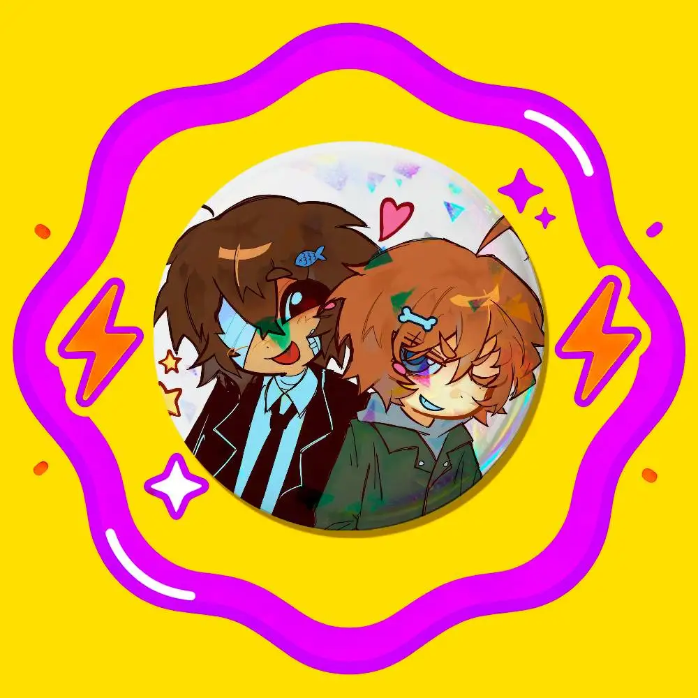 Button Round Metal Brooch Gift Custom For Soukoku Dazai Chuuya Bungo Stray Dogs Enamel Pin Badge Collectible Ita Bag Pins