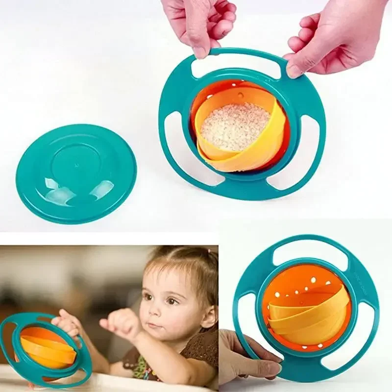 

Practical Tableware Kids Universal Gyro Bowl 360 Rotate Spill-Proof Design Children Rotary Balance Solid Feeding Dishes Plate