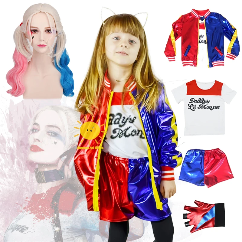 BEAST KINGDOM Anime Harleen Quinzel Cosplay Kostüm Das Clown Mädchen Cosplay Farbblock Anzüge Halloween Cosplay Requisiten für Geschenke