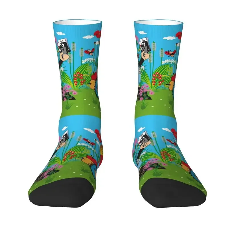 Funny Mole Selfie Men's Crew Socks Unisex Cool 3D Printing Cartoon Krtek Little Maulwurf Dress Socks