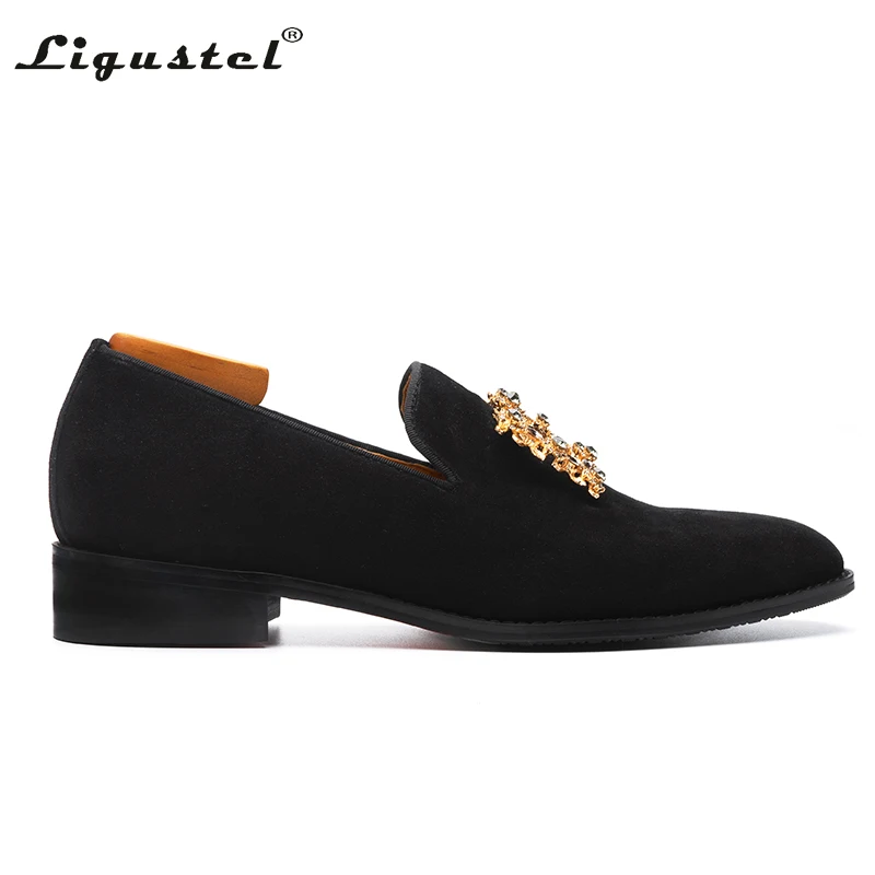 Ligustel Shoe Men Original Designer Luxury Casual Shoes Slip on Fashion Wedding Party Prom Black Loafers for Men Shoes Plus Size