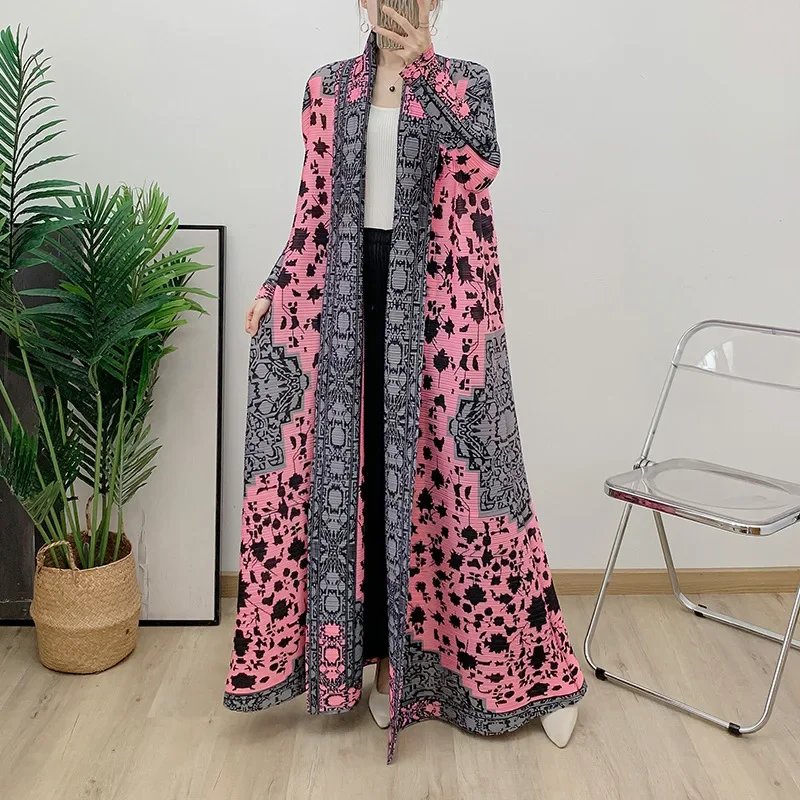 Pleats Pleated Robe Jacket Muslim Robe Women's Long Dress Bat Sleeve Scarf Shawl Premium Sense Plus Size Women's Robe Clothing