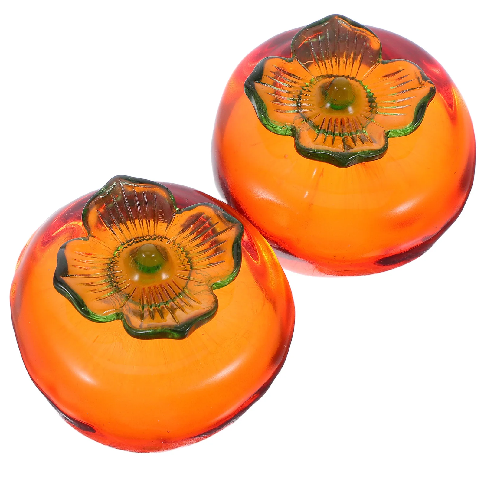 

2Pcs Realistic Persimmon Crystal Paperweight Heavy Decorative Desktop Paper Weight for Office Desk Calligraphy Practice