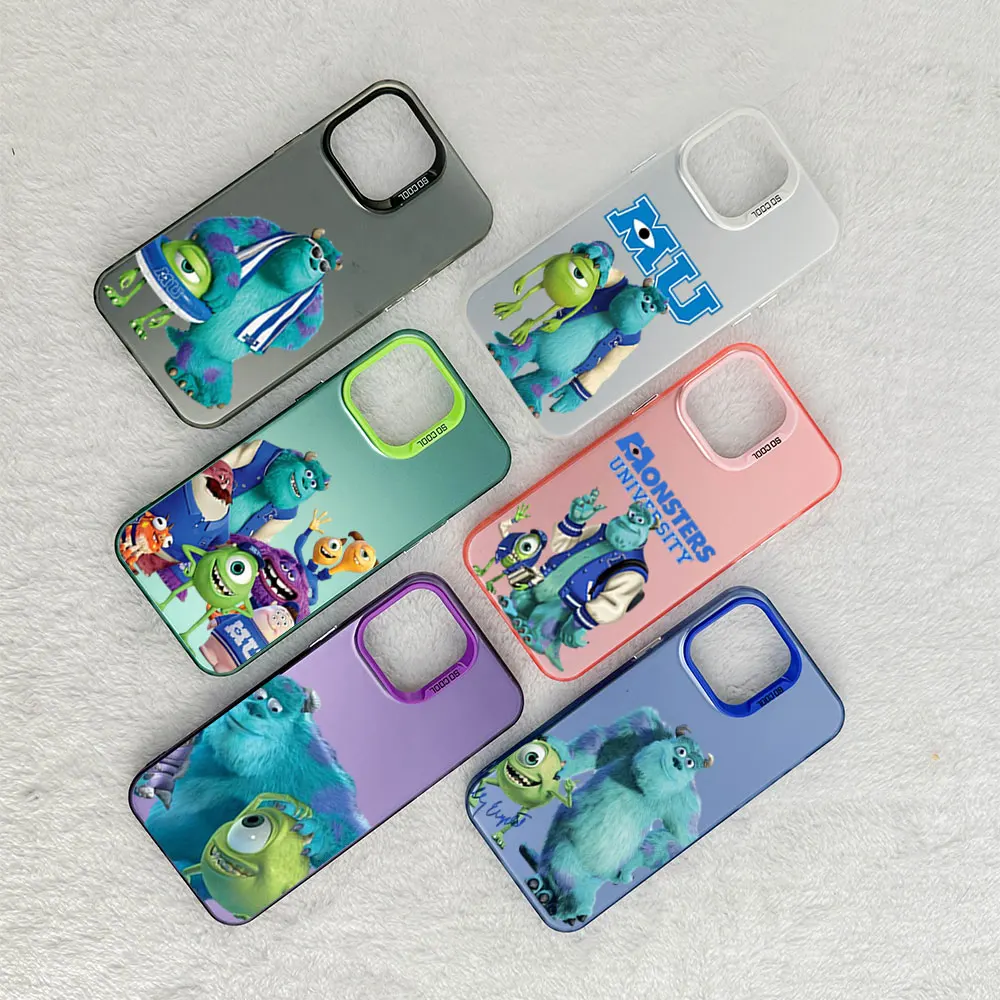 MINISO M-Monsters Inc Phone Case for iPhone 12 11 13 14 16 15 Pro Max Plus Laser Cover