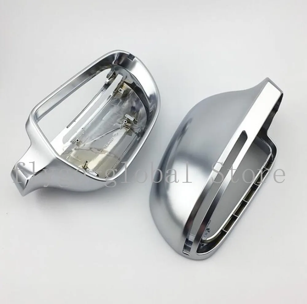 1Pair Car Wing Mirror Caps Matt Chrome Mirror Cover Rearview Side Mirror Cap S Line for Au*di A4 S4 B8 A6 C6 09-11,A3 Q3 A5