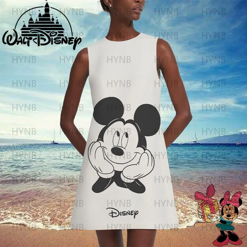 Sexy Dresses Woman Minnie Mouse Fashion Y2k Mini Dress Cover-ups Disney Women's Summer Sundresses Boho Party Sleeveless 2022 3XL