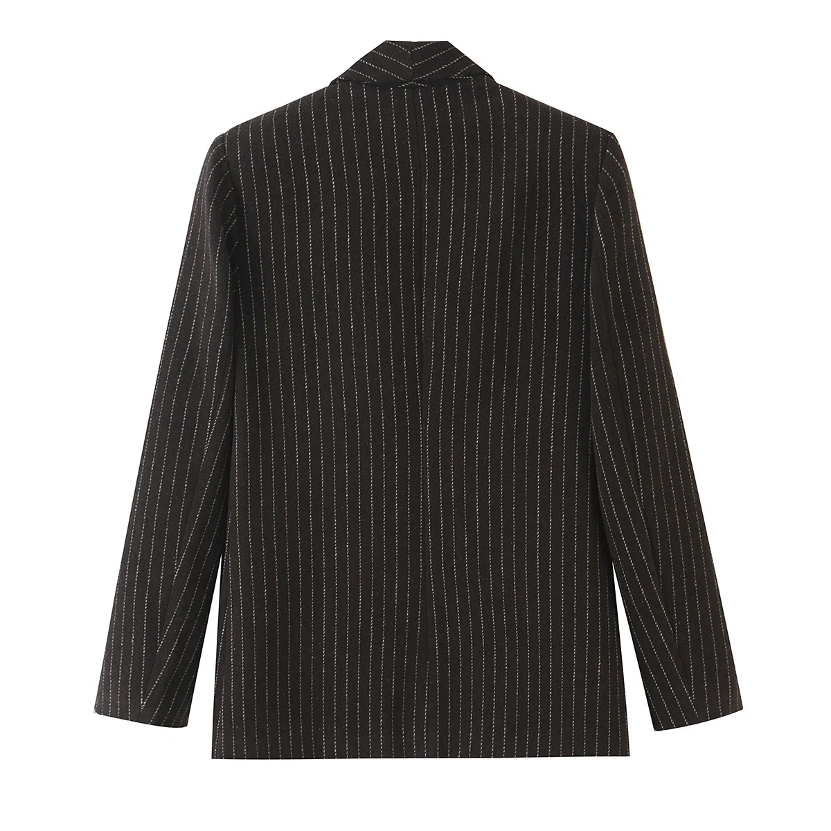 European and American style 2026 autumn new women's commuting versatile woolen striped buttonless suit jacket
