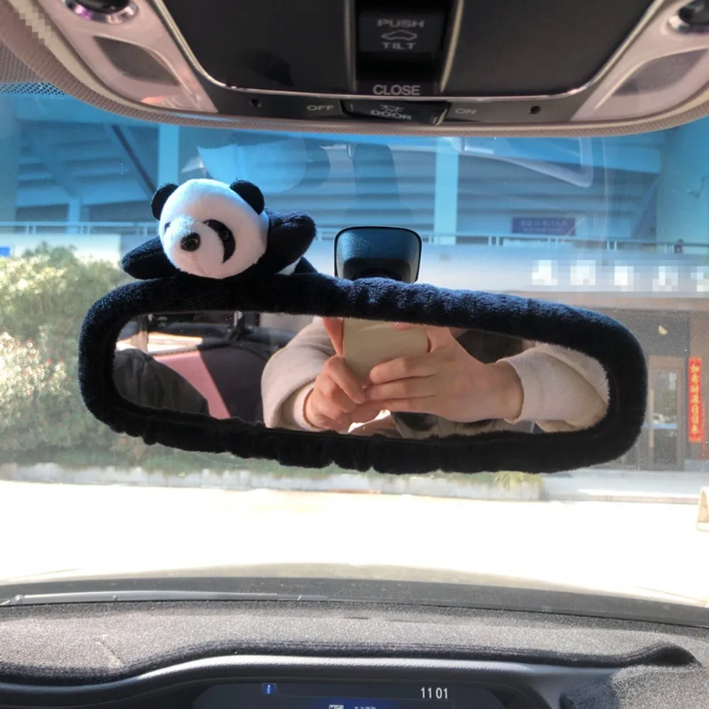 New Cute Cartoon Rear View Mirror Cover Plush Elastic Car Rearview Mirror Cover Rabbit Bear Rear View Mirror Cover