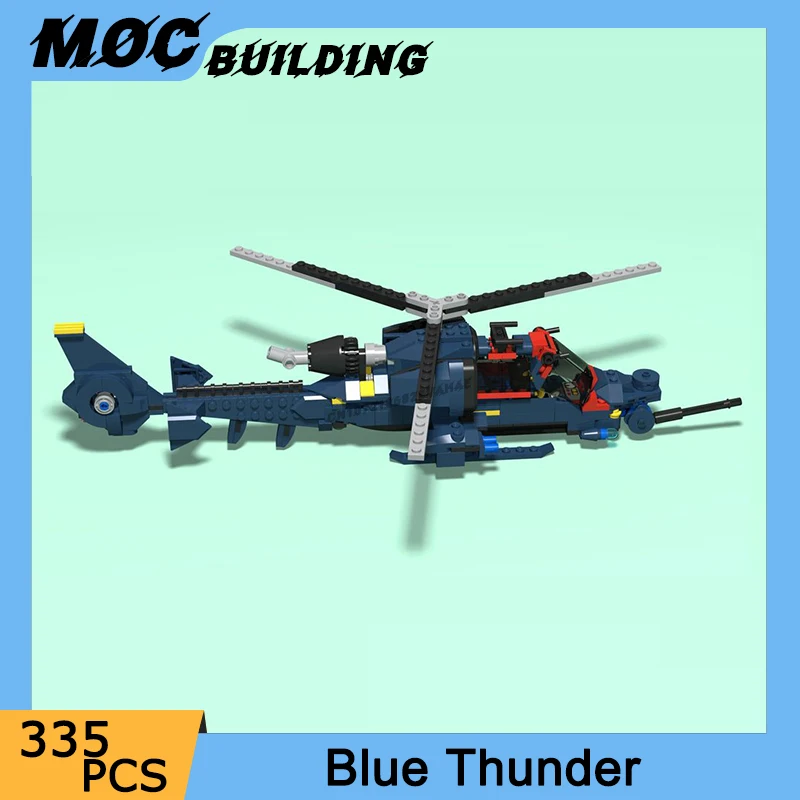 

MOC Movie Series Aircraft Model Blue Thunder Helicopter Building Blocks DIY Creative Airplane Bricks Toys for Boys Holiday Gifts