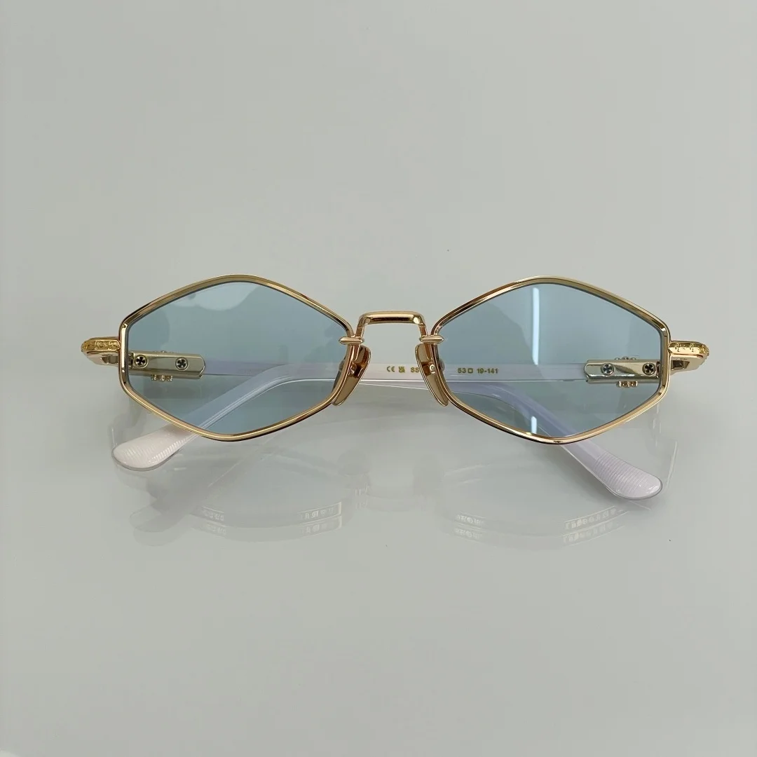 Handcrafted Acetate Metal Frame Polygon Sunglasses for Men and Women - Vintage Retro Outdoor UV400 Sun Glasses with Case