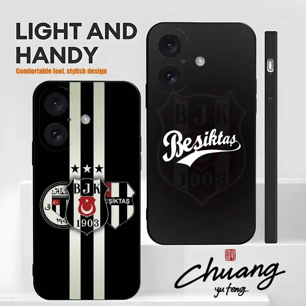 Funda para teléfono Fashions B-BesiktasS BJK, elegante funda de TPU negra mate para 11-16. Antideslizante y resistente al desgaste