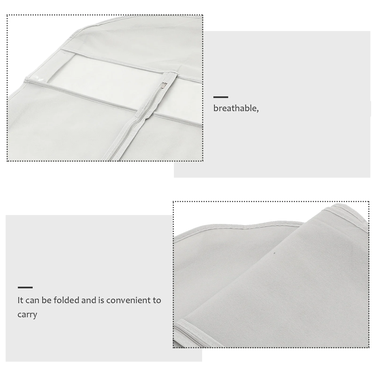 

3Pcs Garment Dustproof Bag Clothing Storage Wardrobe Cover Breathable Reusable Family Travel Business Foldable