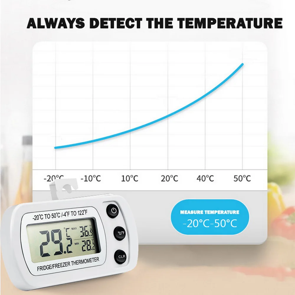 LCD Display Waterproof Refrigeration Hanging Refrigerator Freezer Thermometer Temperature Meter Fridge Kitchen Tool