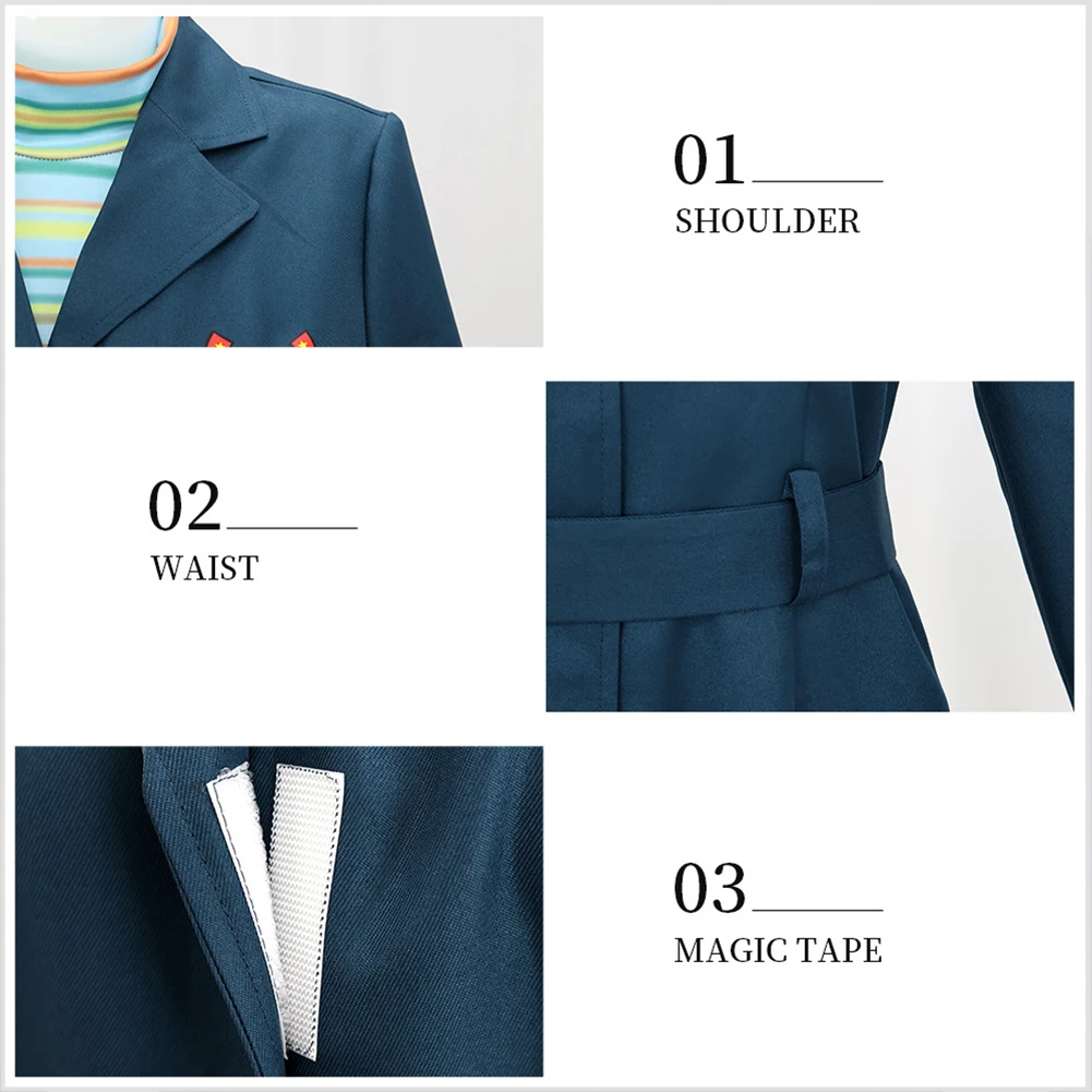 구강 세척 승무원 Anya 코스프레 의류 가발 점프 슈트 여성 파티 변장 롤 플레잉 할로윈 의상 카니발 의상 정장