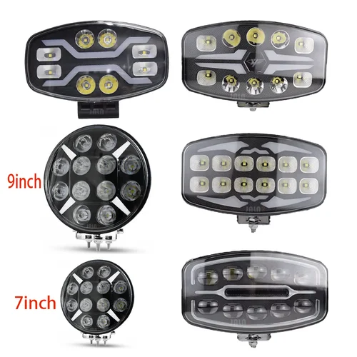 JALN7 luz LED 7 ""9"" camión MAN Scani todoterreno foco faro conducción inundación LED luz de trabajo DRL blanco giro amarillo 12V24V