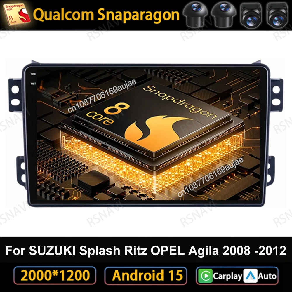 

Автомобильный радиоприемник Android 15 для SUZUKI Splash Ritz OPEL Agila 2008-2012 5G WIFI GPS Viedo Player 4G LTE BT Мультимедиа Авторадио DVD