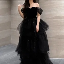 Black New Light Luxury Minority Petti Skirt Host Female Art Exam Adult Ceremony Dress