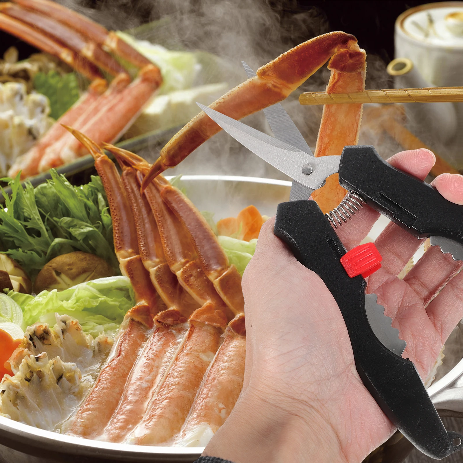 

Crab Needle Scissors Set Seafood Crackers Opening Tool Stainless Steel Eating Tools Kit Boil Party Supplies Shell