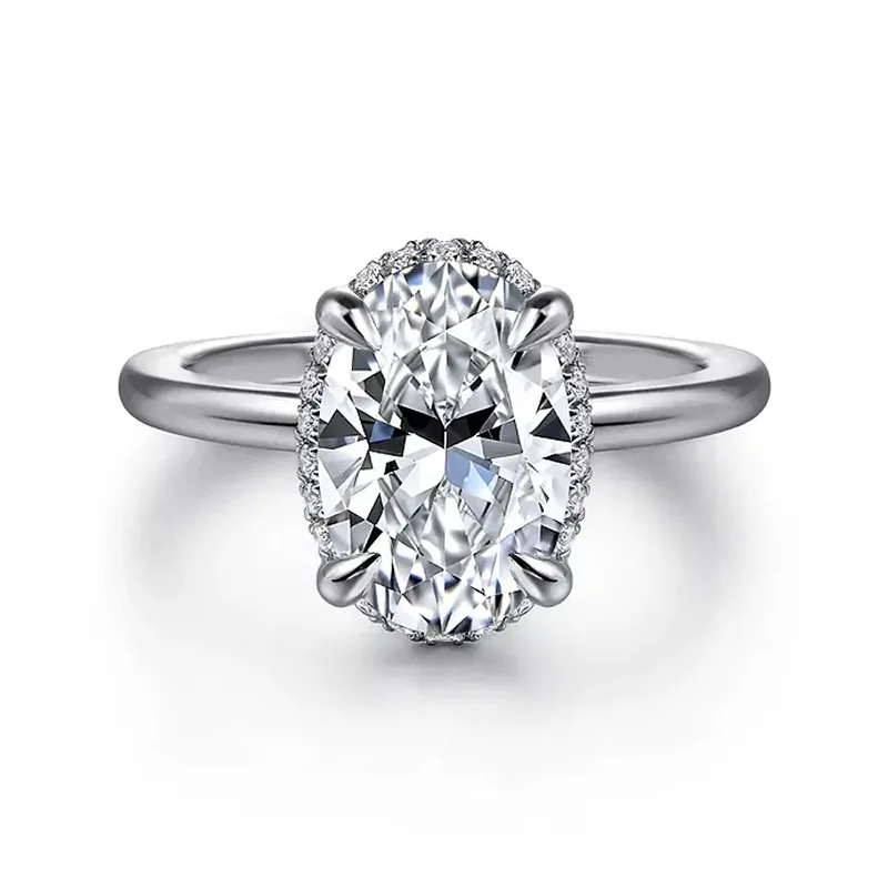 

Oval Cut 2CT Lab Grown Diamond DEF VS Engagement Ring IGI Certified 950 Platinum Luxury Bridal Wedding Jewelry Gift For Ladies